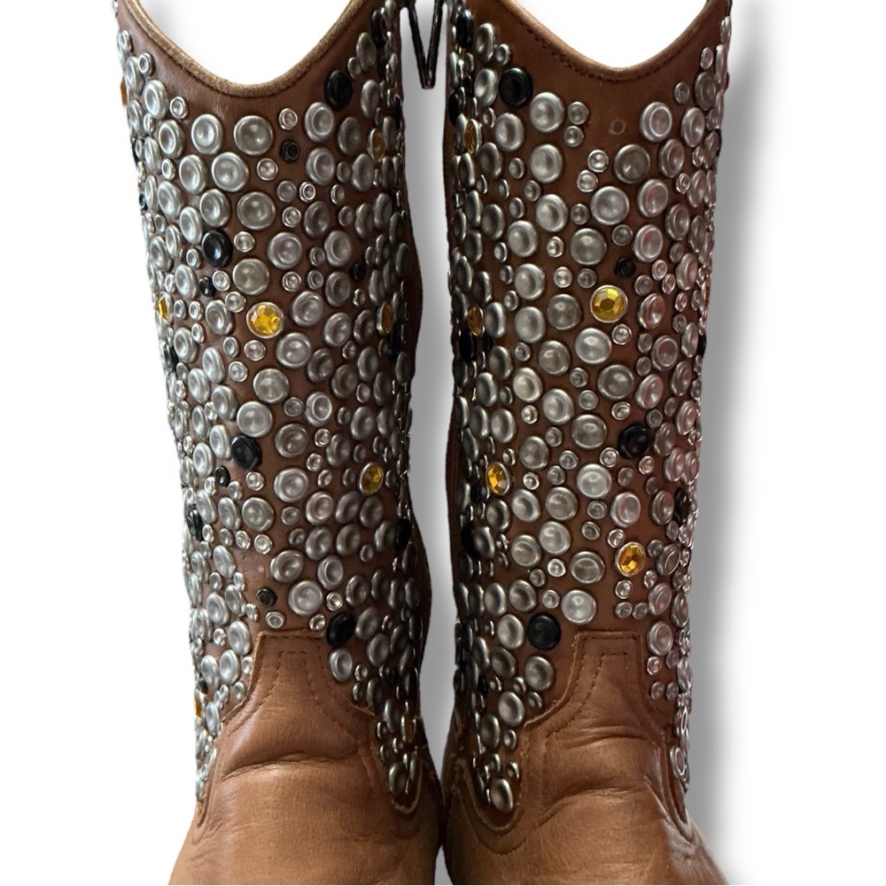 Modern Vice Brown Studded Heeled Boots - Picture 4 of 12